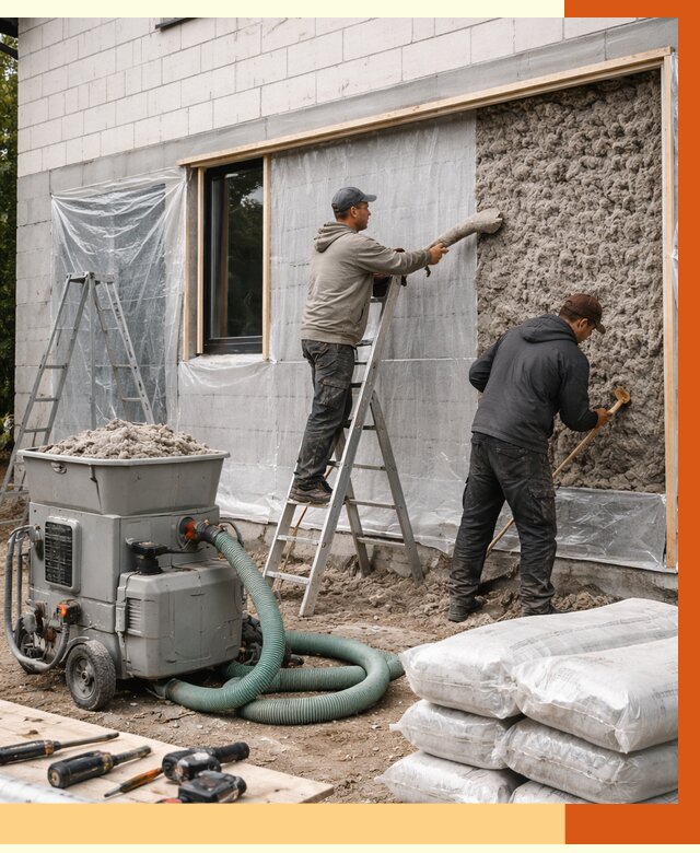 Утепление дома из газобетона эковатой в Курчатове от 4585 руб./м2 | ТепломастерКрч