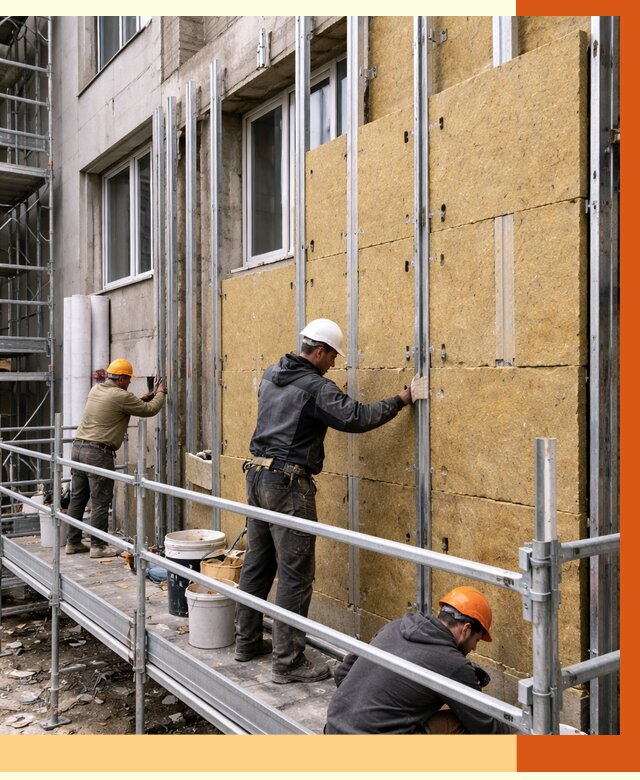 Утепление вентилируемого фасада в Курчатове от 5705 руб/м2 — монтаж и утепление вентфасад | ТепломастерКрч